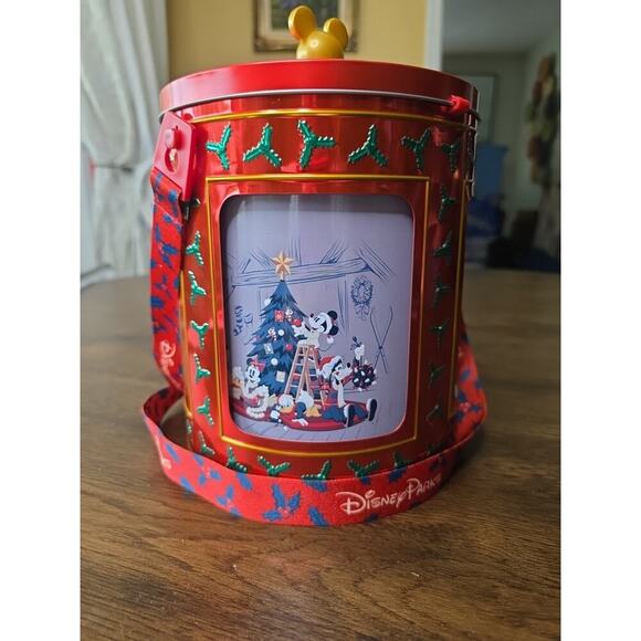 Disney Parks 2022 Holiday Christmas Mickey & Friends Musical Tin Popcorn Bucket - Picture 8 of 16